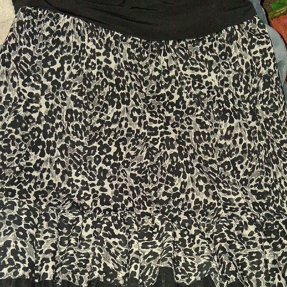 Black and White Ruffled Skater Mini Skirt